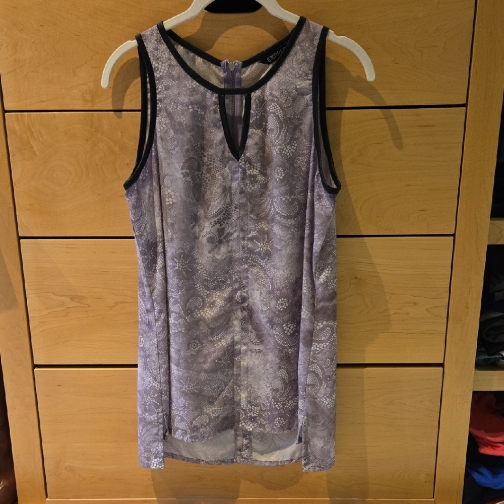 Express Grey And Faux Leather Sleeveless Top
